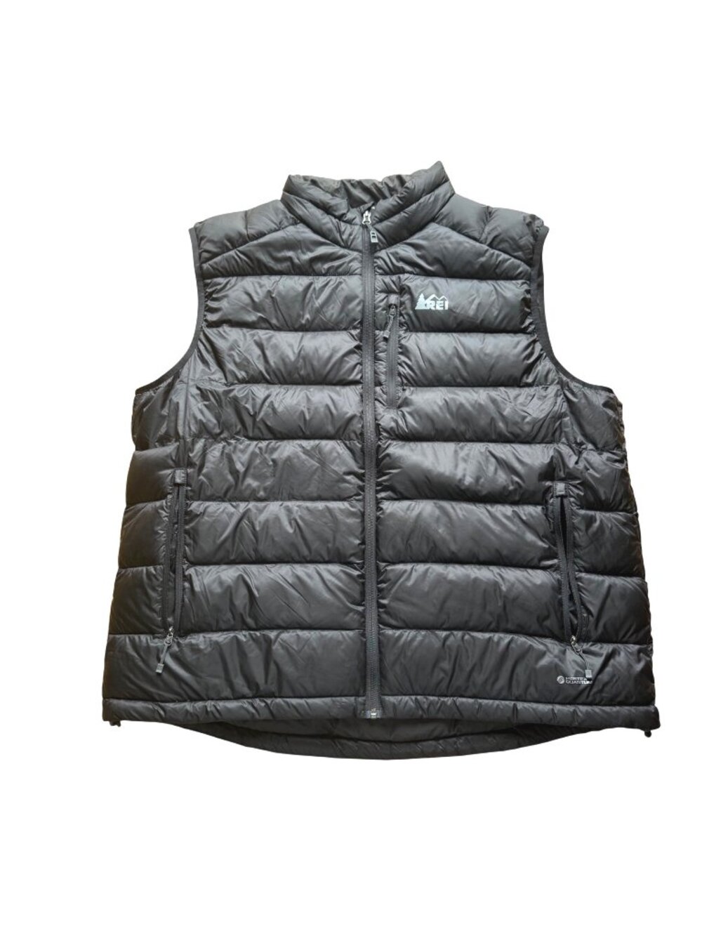 REI Co-op Men's Down Puffer Vest XXL 2XL Black Pertex Quantum Zip Front Quilted